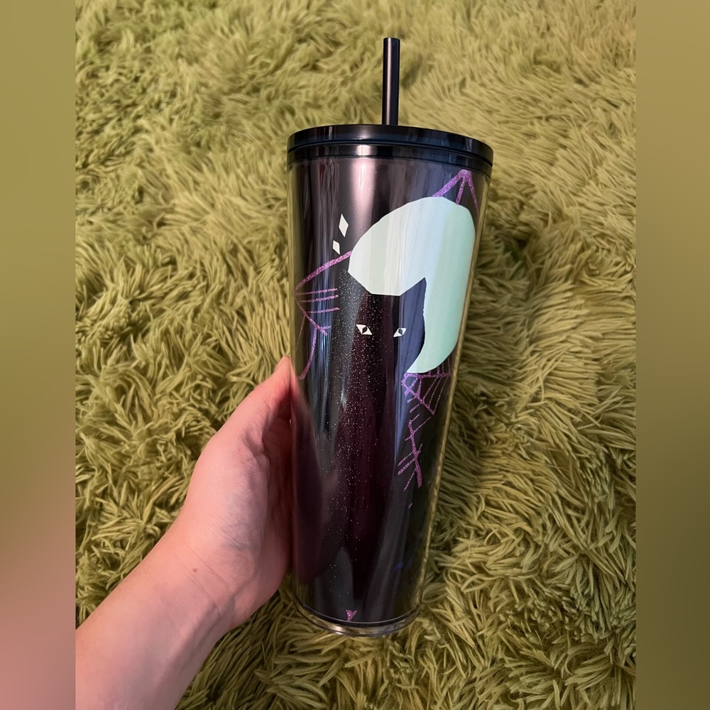 Starbucks Halloween glow in the dark black cat Tumbler